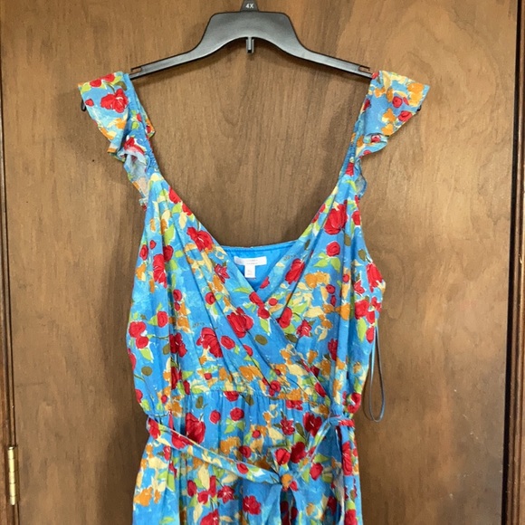 Relisted XL XXL LC Lauren Conrad floral print faux wrap dress w elastic waist - Picture 4 of 15